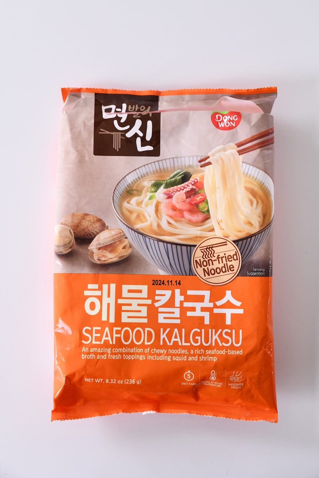 front of DongWon Seafood Kalguksu Noodle Soup package