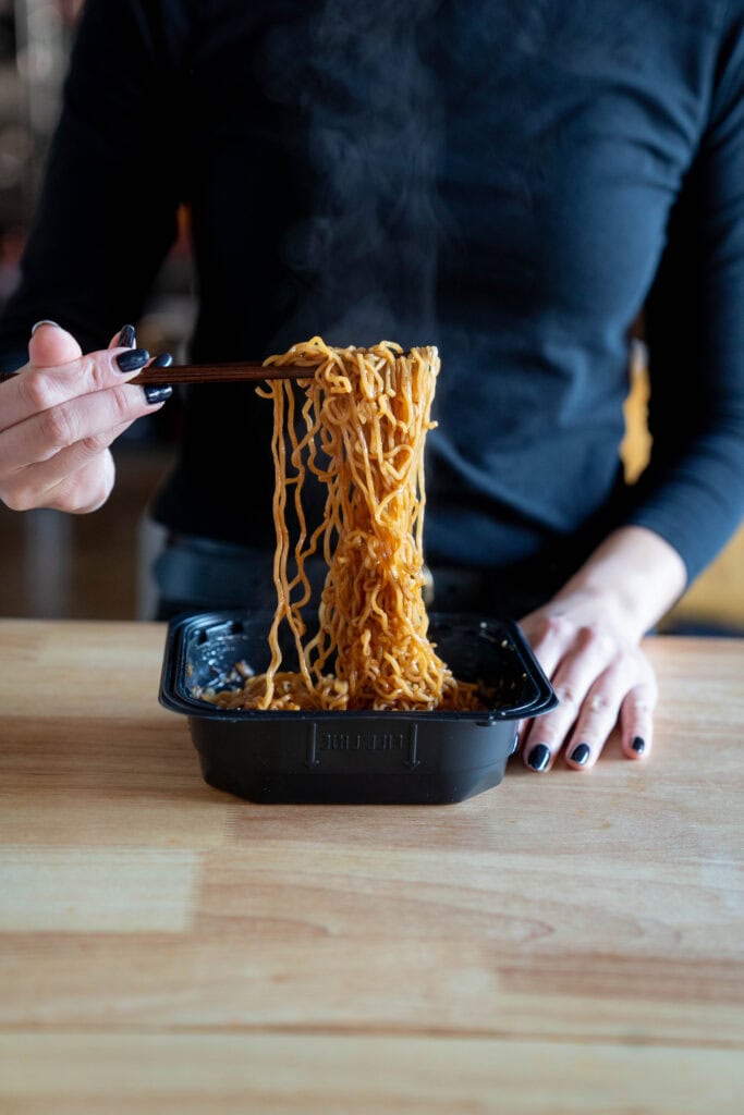 Noodle pull with chopsticks