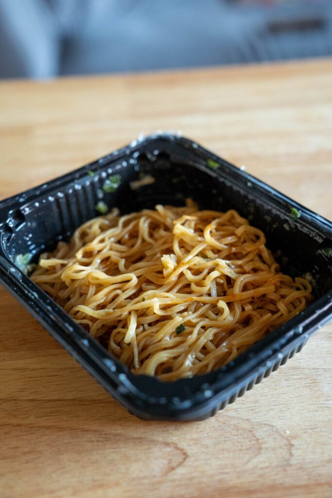 Cooked noodles in box