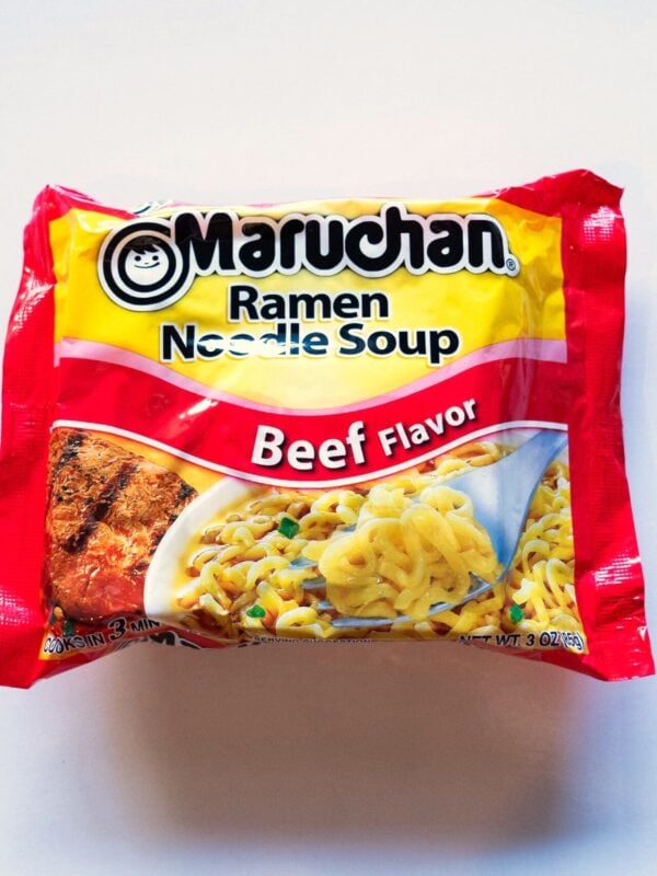 Maruchan Ramen Noodle Soup Beef Flavor package on a white background