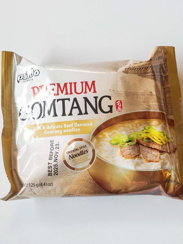 Paldo Premium Gomtang Noodles package on a white background